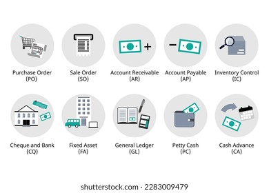 accounting icon to record all financial transaction in the company for accounting software system 