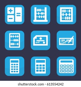 Accounting icon. set of 9 filled accounting icons such as calculator, abacus