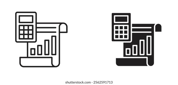 Accounting Icon set in black color for ui designs