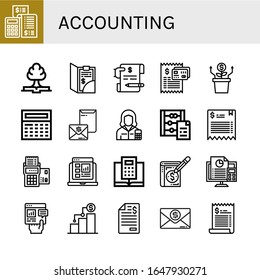 accounting icon set. Collection of Accounting, Growth, Bill, Invoice, Calculator, Accountant, Abacus, Report, Ledger icons