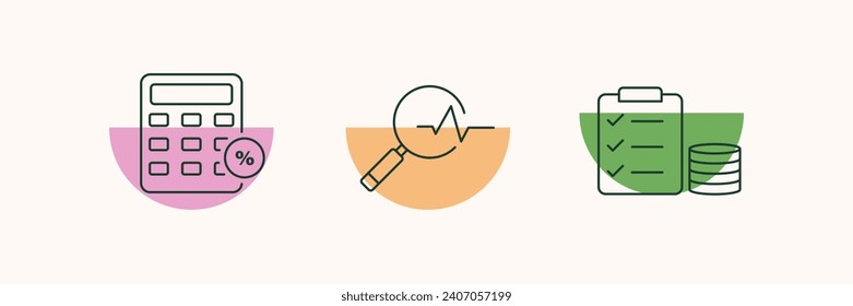 Accounting icon set. Containing financial statement. Abstract. Vector