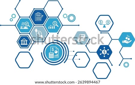 Accounting icon set. Containing financial statement, accountant, financial audit, invoice, tax calculator, business firm, tax return, income and balance sheet icons. Solid icon collection.