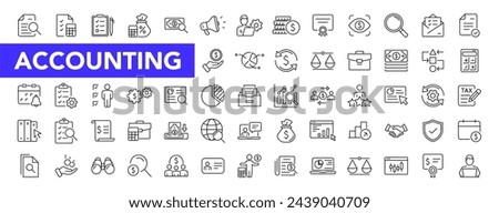 Accounting icon set with editable stroke. Accounting and audit thin line icon collection. Vector illustration