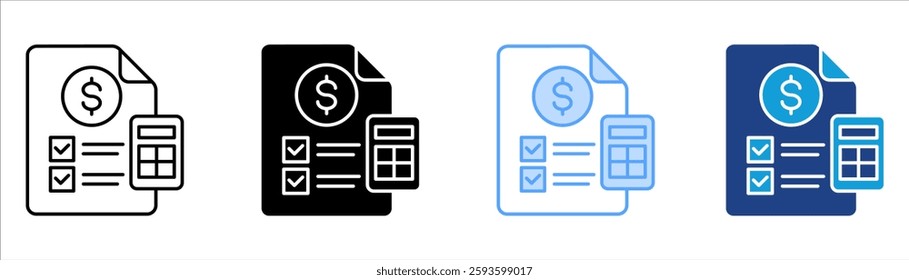 Accounting Icon Set Multiple Style Collection