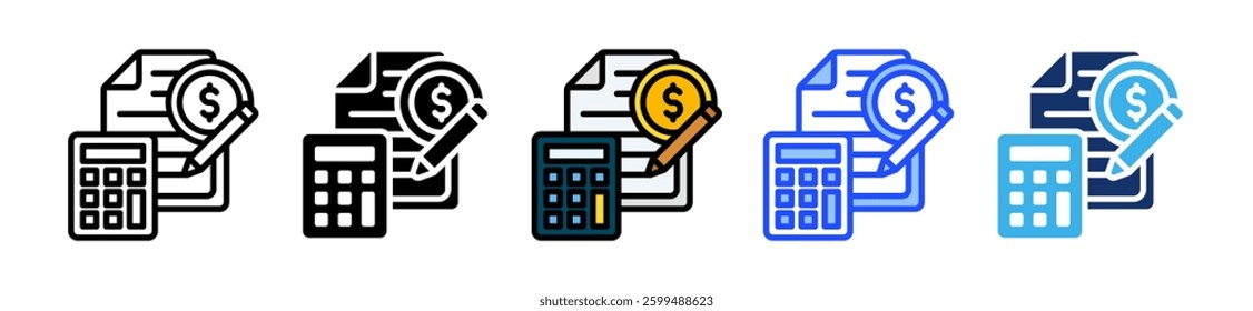Accounting Icon Set With Multiple Style Collection