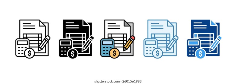 Accounting Icon Set Multiple Style Collection