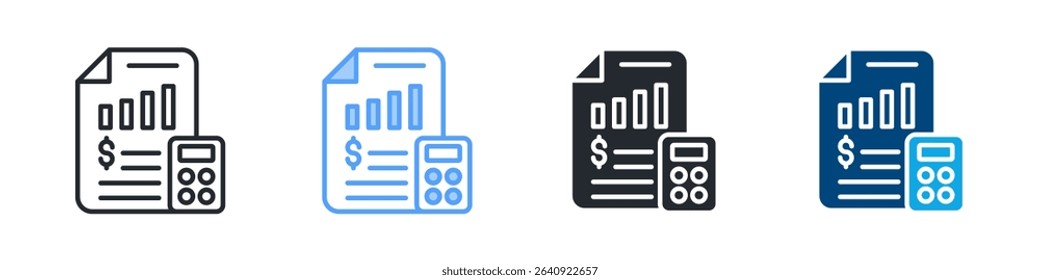 Accounting Icon Set Multiple Style. Design In Outline, Blue, Glyph, Dualtone