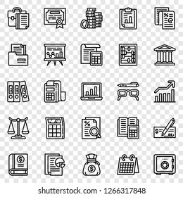 Accounting icon set. Outline set of accounting vector icons for web design