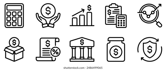 Accounting Icon Set Precise Line Style Collection for Financial Management