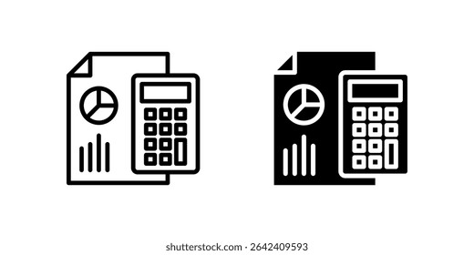 Accounting icon set representing business finance, budget planning, and financial reports in modern outline style