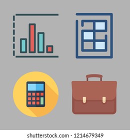 accounting icon set. vector set about calculating, bar chart, finance book and portfolio icons set.