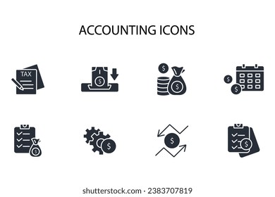 Accounting icon set.vector.Editable stroke.linear style sign for use web design,logo.Symbol illustration.