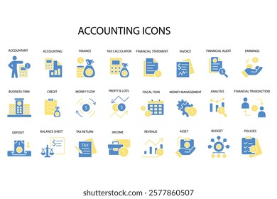 Accounting icon set.vector.Editable stroke.linear style sign for use web design,logo.Symbol illustration.