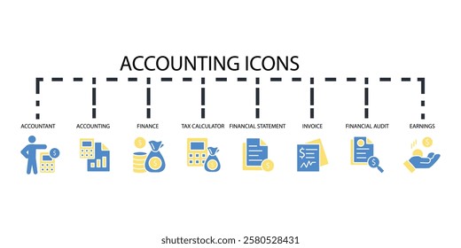 Accounting icon set.vector.Editable stroke.linear style sign for use web design,logo.Symbol illustration.