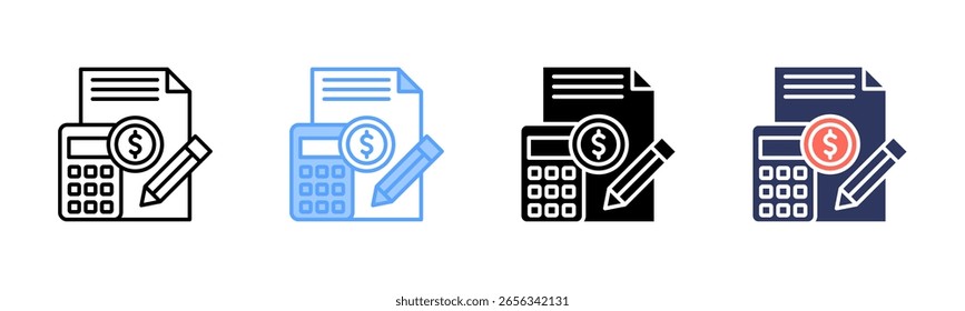 Ícone de contabilidade da coleção de vários estilos da folha