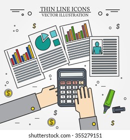 Accounting icon thin line for web and mobile, modern minimalistic flat design.