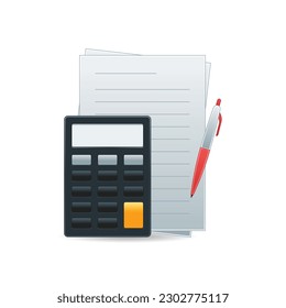 Vector de icono de contabilidad. icono de calculadora, papel y lápiz. adecuado para muchos fines.