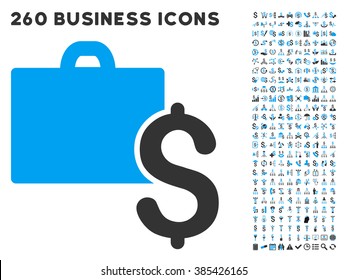 Accounting icon within 260 vector business pictogram set. Style is bicolor flat symbols, light blue and gray colors, white background.