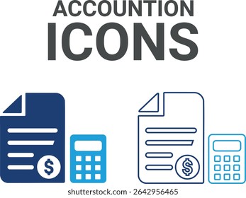 Accounting icons, Line art Vector illustration in thin line modern style of inspection-related icons: documentation, auditor, Audit icon set. Accounting line icons collection.