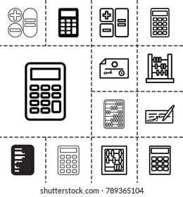 Accounting icons. set of 13 editable outline accounting icons such as calculator, abacus