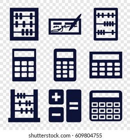 Accounting icons set. set of 9 accounting filled icons such as calculator, abacus, calclator