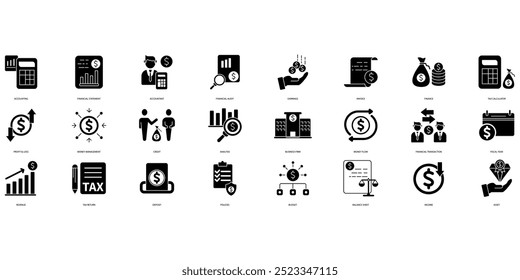 Ícones de contabilidade definidos. Conjunto de ícones de traçado editáveis. Conjunto de Contabilidade