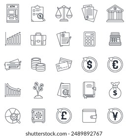 accounting icons set, Included icons as Audit, pie chart, Dollar Sign, Investment and more symbols collection, logo isolated vector illustration