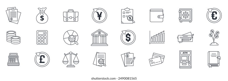 accounting icons set, Included icons as Audit, pie chart, Dollar Sign, Investment and more symbols collection, logo isolated vector illustration