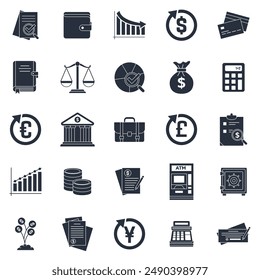 accounting icons set, Included icons as Audit, pie chart, Dollar Sign, Investment and more symbols collection, logo isolated vector illustration
