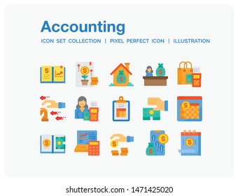 Accounting Icons Set. UI Pixel Perfect Well-crafted Vector Thin Line Icons. The illustrations are a vector.