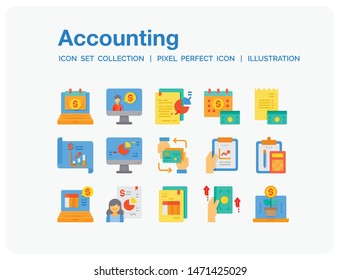 Accounting Icons Set. UI Pixel Perfect Well-crafted Vector Thin Line Icons. The illustrations are a vector.