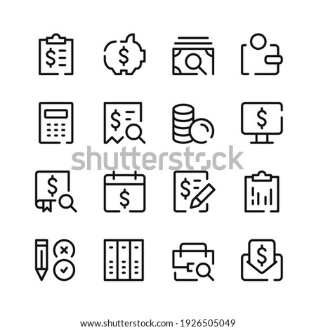 Accounting icons. Vector line icons. Simple outline symbols set