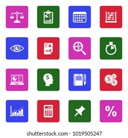 Accounting Icons. White Flat Design In Square. Vector Illustration. 