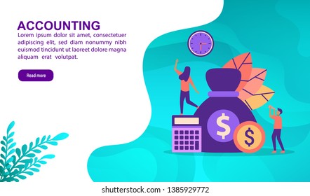 Accounting illustration concept with character. Template for, banner, presentation, social media, poster, advertising, promotion