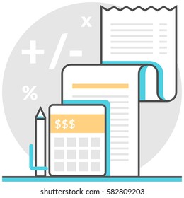 Accounting - Infographic Icon Elements From Financial Management Set. Flat Thin Line Icon Pictogram For Website And Mobile Application Graphics.