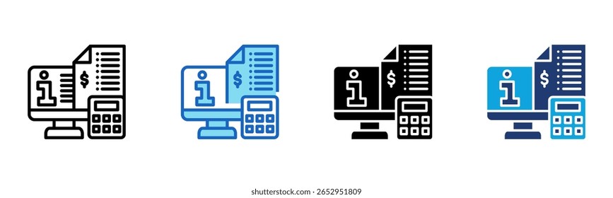 Icono de información contable Ilustración vectorial de estilo múltiple