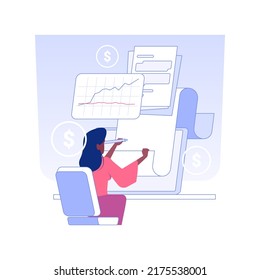 Accounting isolated concept vector illustration. Professional accountant deals with payment planning, financial report, corporate taxes, corporate structure, business industry vector concept.