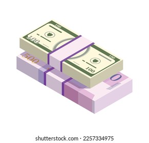 Accounting isometric composition with isolated financial concept icons on blank background vector illustration