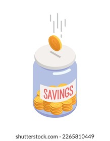 Accounting isometric composition with isolated financial concept icons on blank background vector illustration