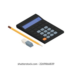 Accounting isometric composition with isolated financial concept icons on blank background vector illustration