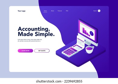 Accounting Isometric Landing Page Vectorart Illustration