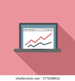 Accounting laptop graph icon. Flat illustration of accounting laptop graph vector icon for web design