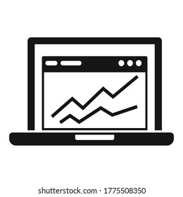 Icono de gráfico del portátil de contabilidad. Ilustración simple del icono del vector del gráfico de la laptop contable para el diseño web aislado en fondo blanco