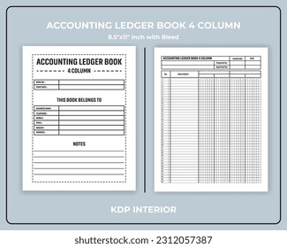 Accounting Ledger Book 4 Column KDP Interior