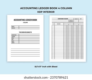 Accounting Ledger Book 4 Column KDP Interior