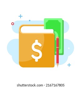 Accounting Ledger Book, Financial Transaction Logbook Flat Icon Vector Illustration Eps10, For App Logo, Or Icon