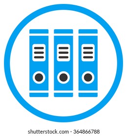 Accounting Library vector icon. Style is bicolor flat circled symbol, blue and gray colors, rounded angles, white background.