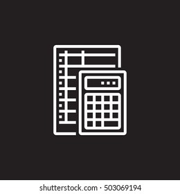 accounting line icon, outline vector sign, linear pictogram isolated on black. logo illustration