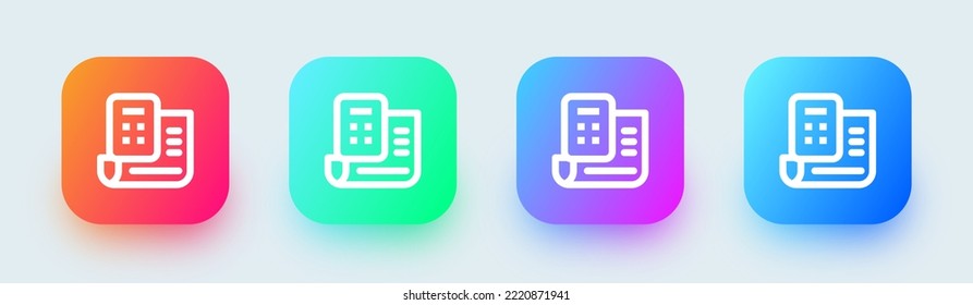 Accounting line icon in square gradient colors. Finance signs vector illustration.