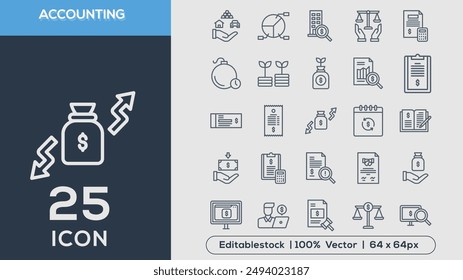 Icons der Buchhaltungsposition Kollektion Vektorgrafik Illustrator
